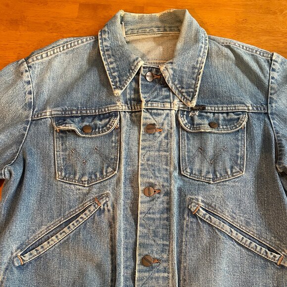 Vintage 1970s Size 42 Maverick Blue Bell Wrangler Selvedge denim trucker jacket - Picture 12 of 16